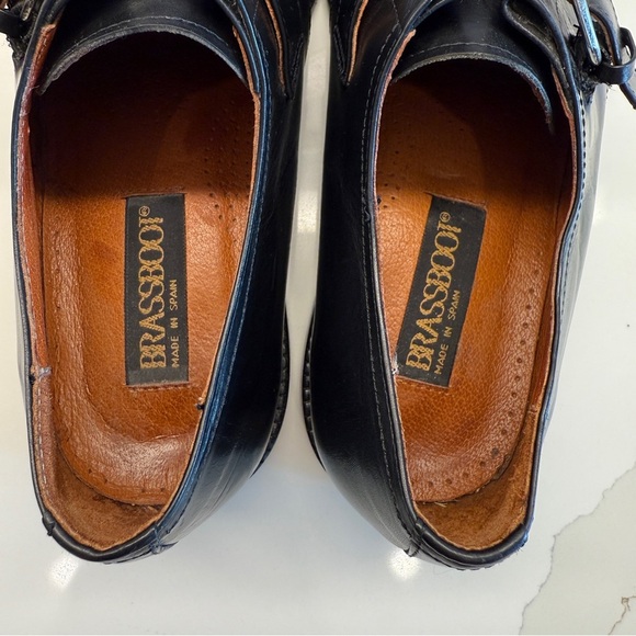 Brass Boot Men's Black Leather Monk Strap Dress Shoes Size 8.5 Handmade In Spain - Picture 5 of 8